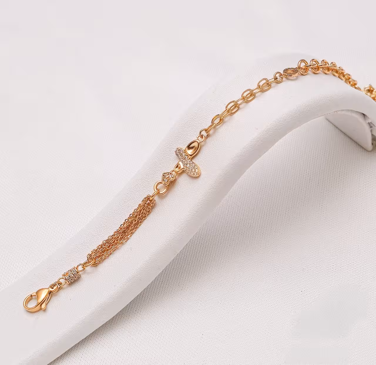 دستبند ژوپینگ نگیندار با زنجیر ترکیبی ارسال رایگان