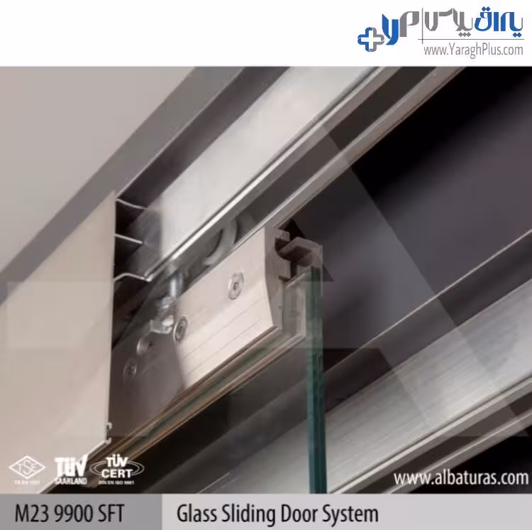 مکانیزم آویز تک درب شیشه ای کشویی 120 کیلویی یک طرف آرام بند آلباتور