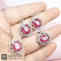 نیم‌ ست نقره یاقوت سرخ اصل با روکش آب رادیوم