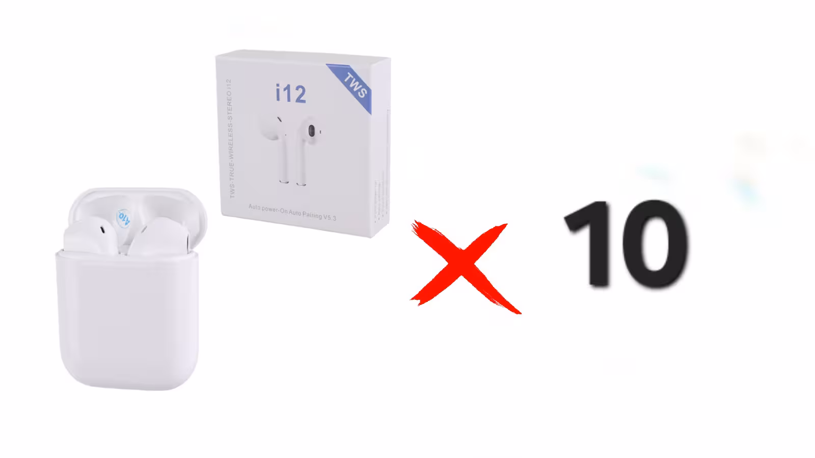 هندزفری بلوتوثی i12 TWS بدون گارانتی پلمپ سبد 10 عددی