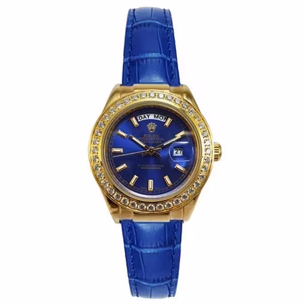 رولکس دیت جاست بند چرم آبی ROLEX DateJust 1623