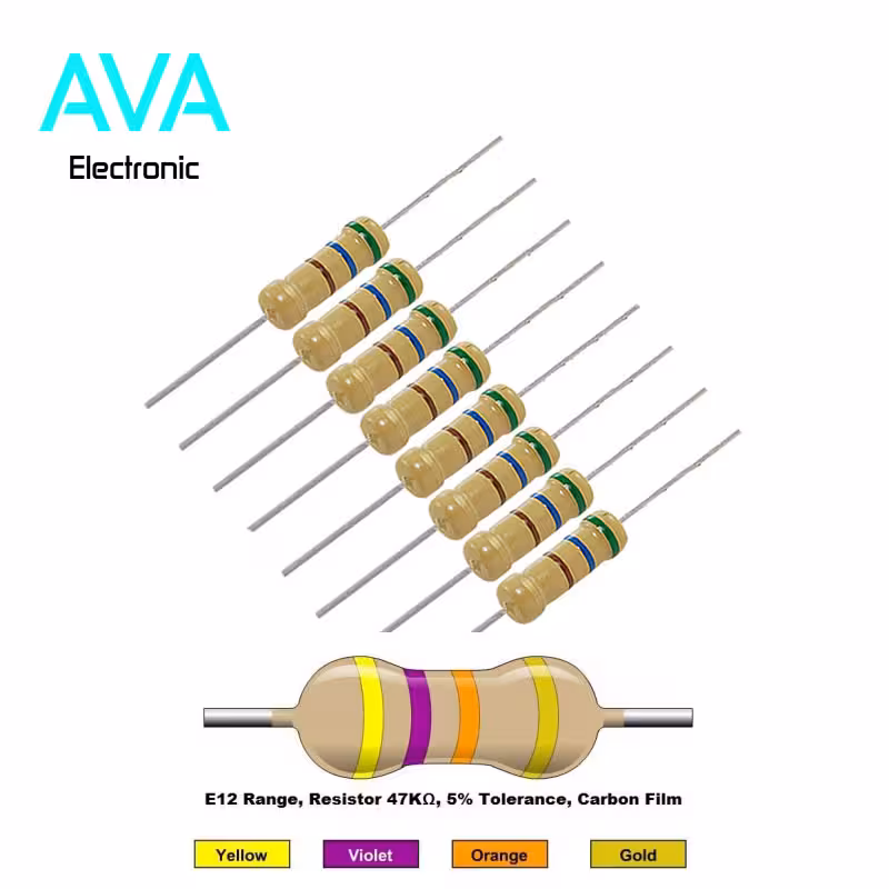 مقاومت 47 کیلو اهم 2 وات 5 درصد بسته 20 تایی