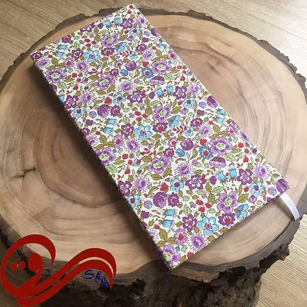 دفتر طرح پالتویی گل بنفش ریز Fabric Handmade Notebook