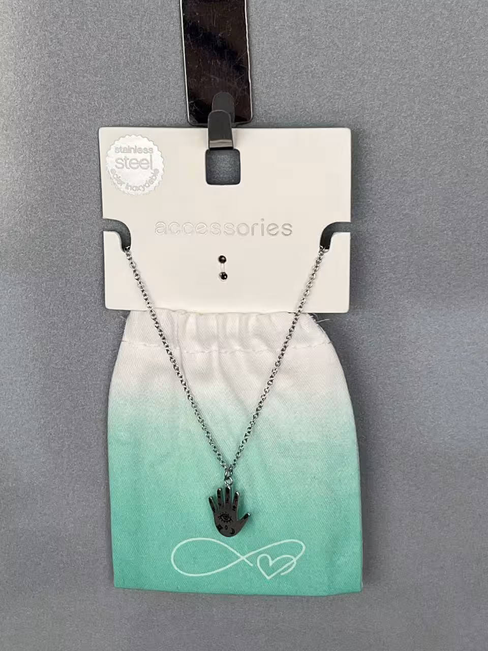 گردنبند استیل ضد زنگ دست همسا و چشم نظر