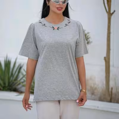 تیشرت نخپنبه دوریقه گلدوزی