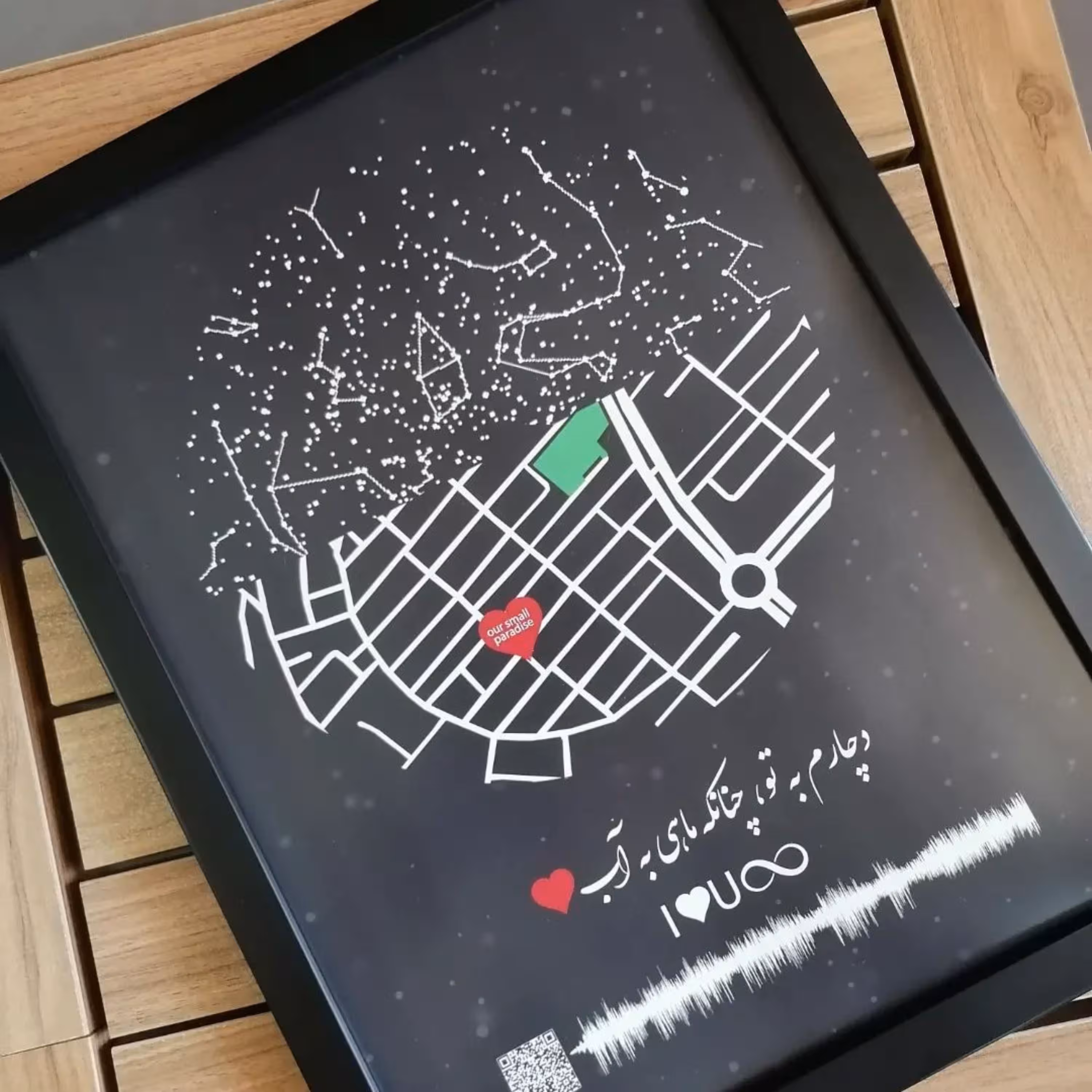 تابلو ترکیبی آسمان و لوکیشن سایز 30 در 40 همراه با کیوآر صوتی 