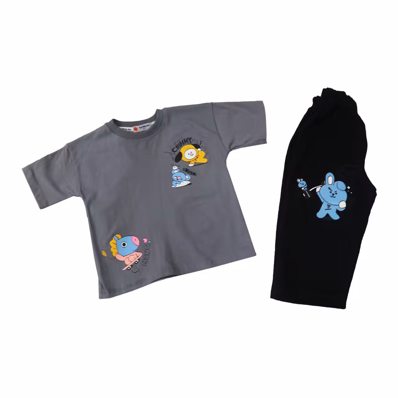 ست تیشرت و شلوار بچگانه طوسی طرح CHIMMY سایز 45