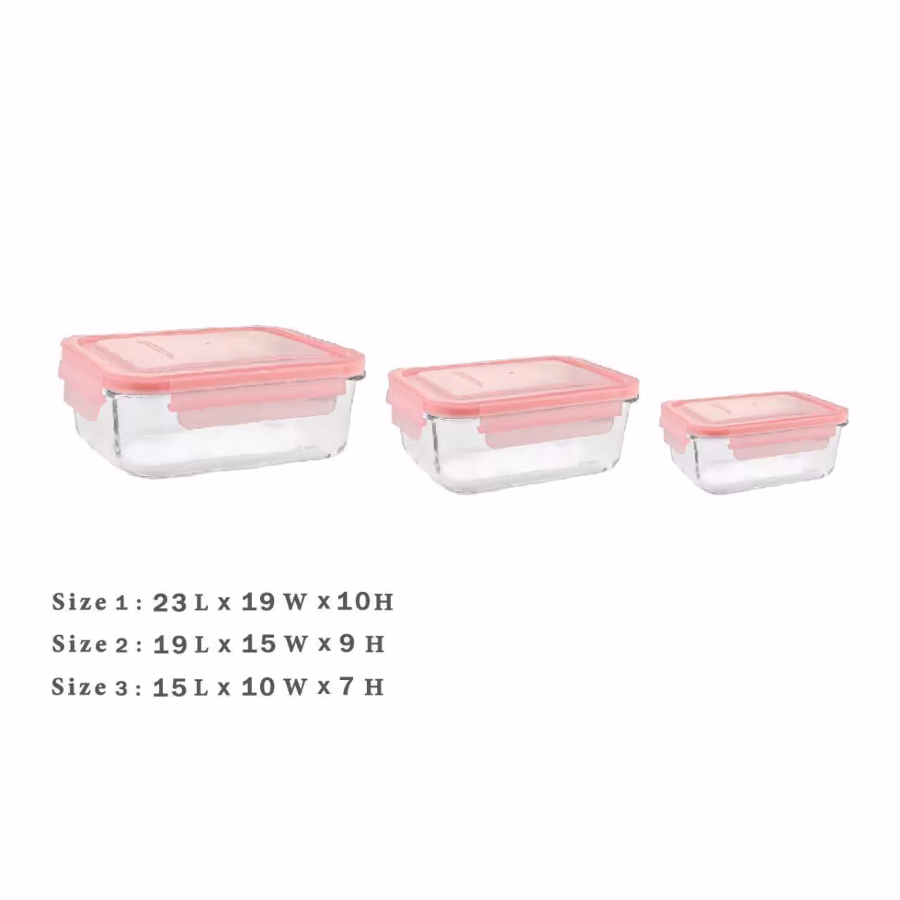 ظروف نگهدارنده شیشه ای مستطیل مجموعه 3 عددی