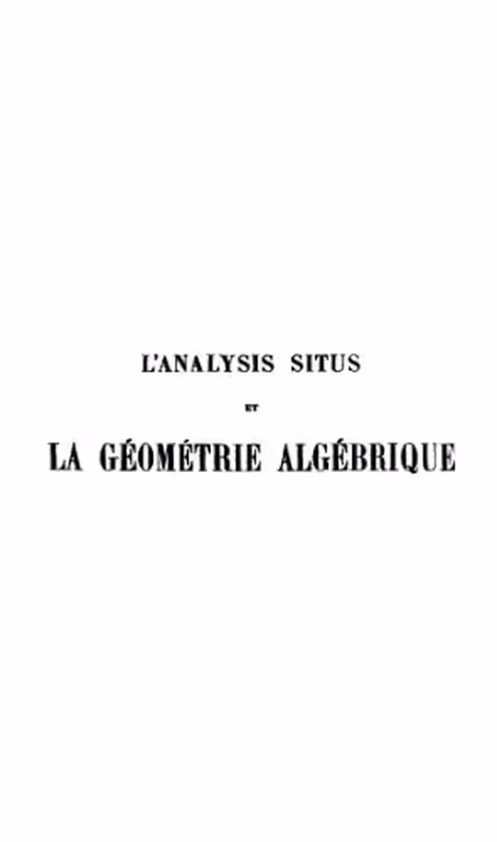 خرید و دانلود نسخه کامل کتاب L'analysis situs et la geometrie algebrique