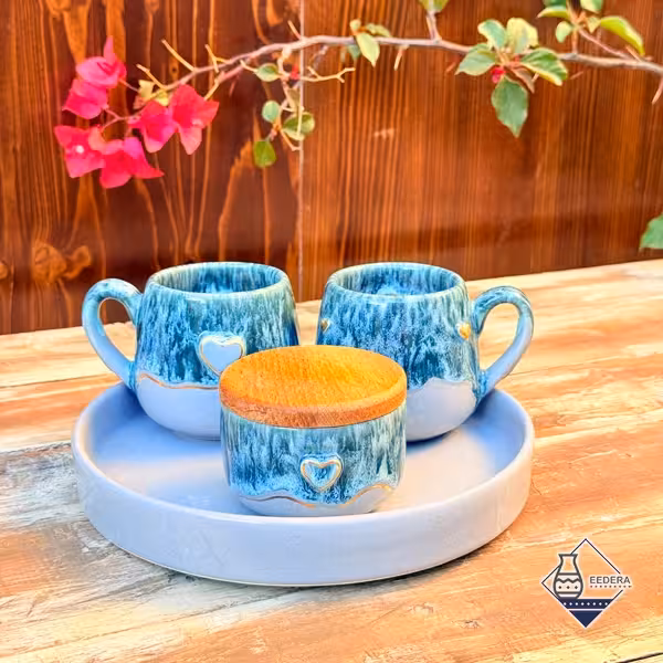 چای خوری دو نفره آسمان رنگ طوسی