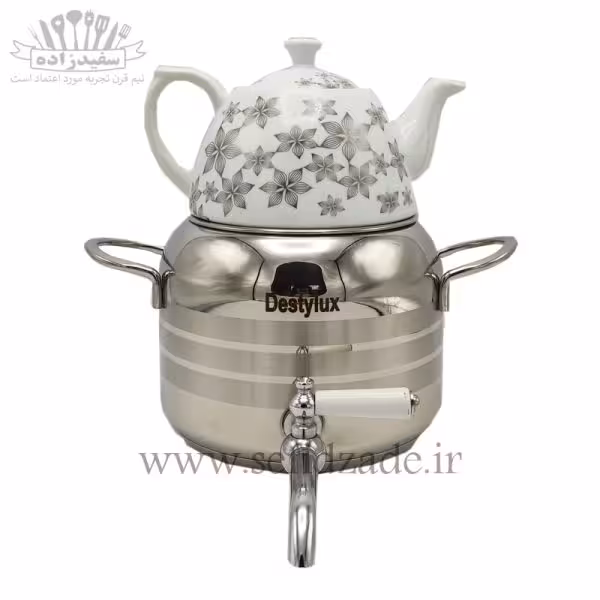 کتری و قوری استیل دستی لوکس دسته استیل 3 لیتری