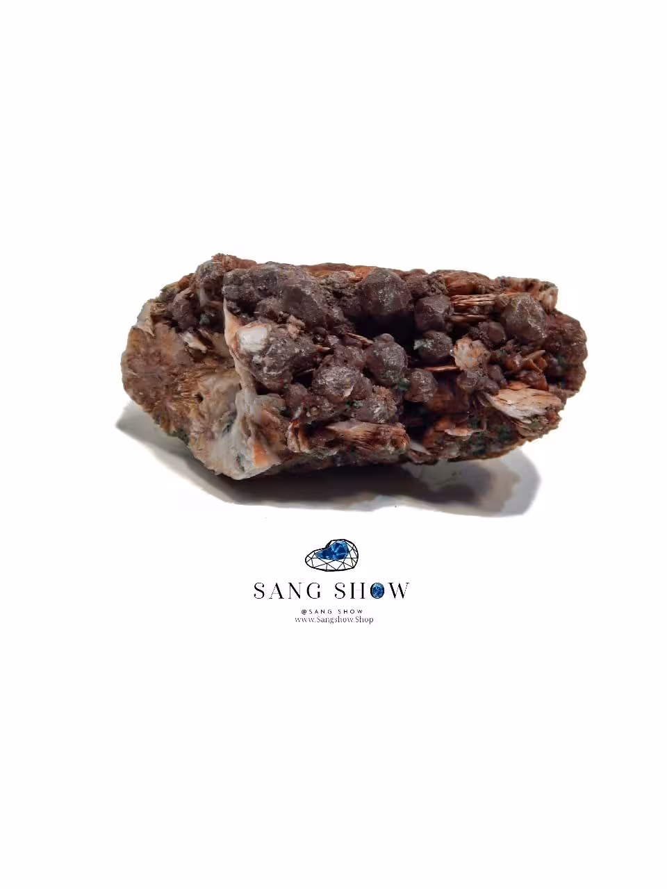 سنگ آنالسیم سرخ کلاس جهانی بر بستر باریت نمونه استثنایی و اصل و معدنی S1241