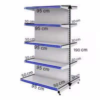 خرید و قیمت قفسه هایپری دو طرفه 5 طبقه 95x30 کف 50 ارتفاع 190 - قفسه‌بندی وکیلی