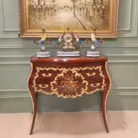 میز کنسول جدید قهوه ای چوب و طلا