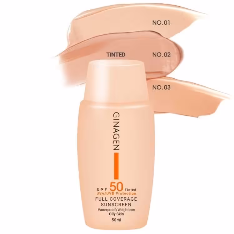 کرم ضدآفتاب SPF50 پوست چرب و مختلط کد 03 ژیناژن 50 میلی‌لیتر Ginagen