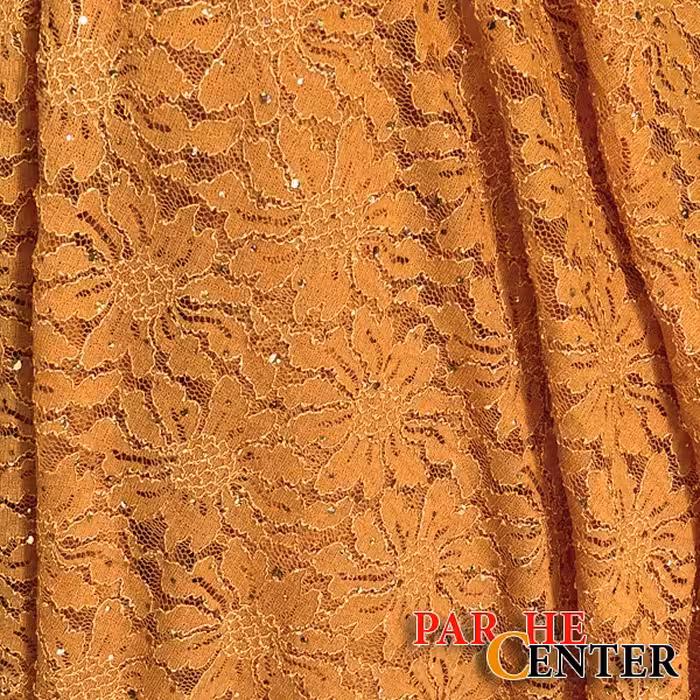 پارچه گیپور کش پولکی نارنجی با عرض 150