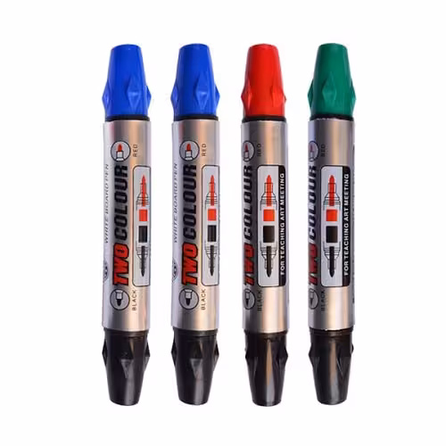 ماژیک وایت برد 2 سر و 2 رنگ بسته 12 عددی