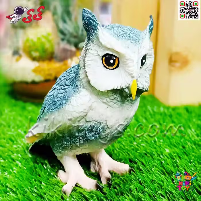 فیگور حیوانات ماکت جغد شاخدار طوسی اسباب بازی Flying Owl Animals Figure 1588