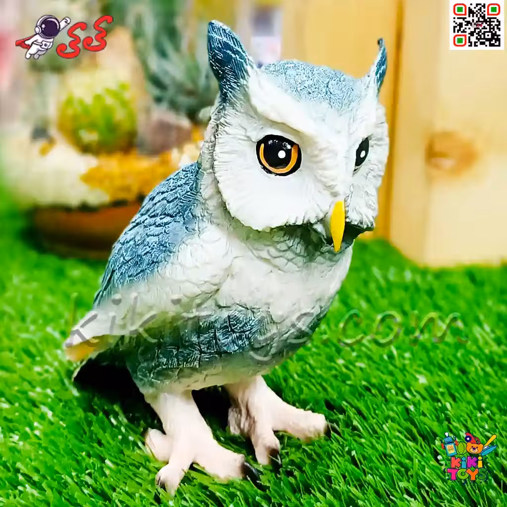فیگور حیوانات ماکت جغد شاخدار طوسی اسباب بازی Flying Owl Animals Figure 1588