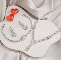 سرویس نقره جواهری زنانه کد 60377