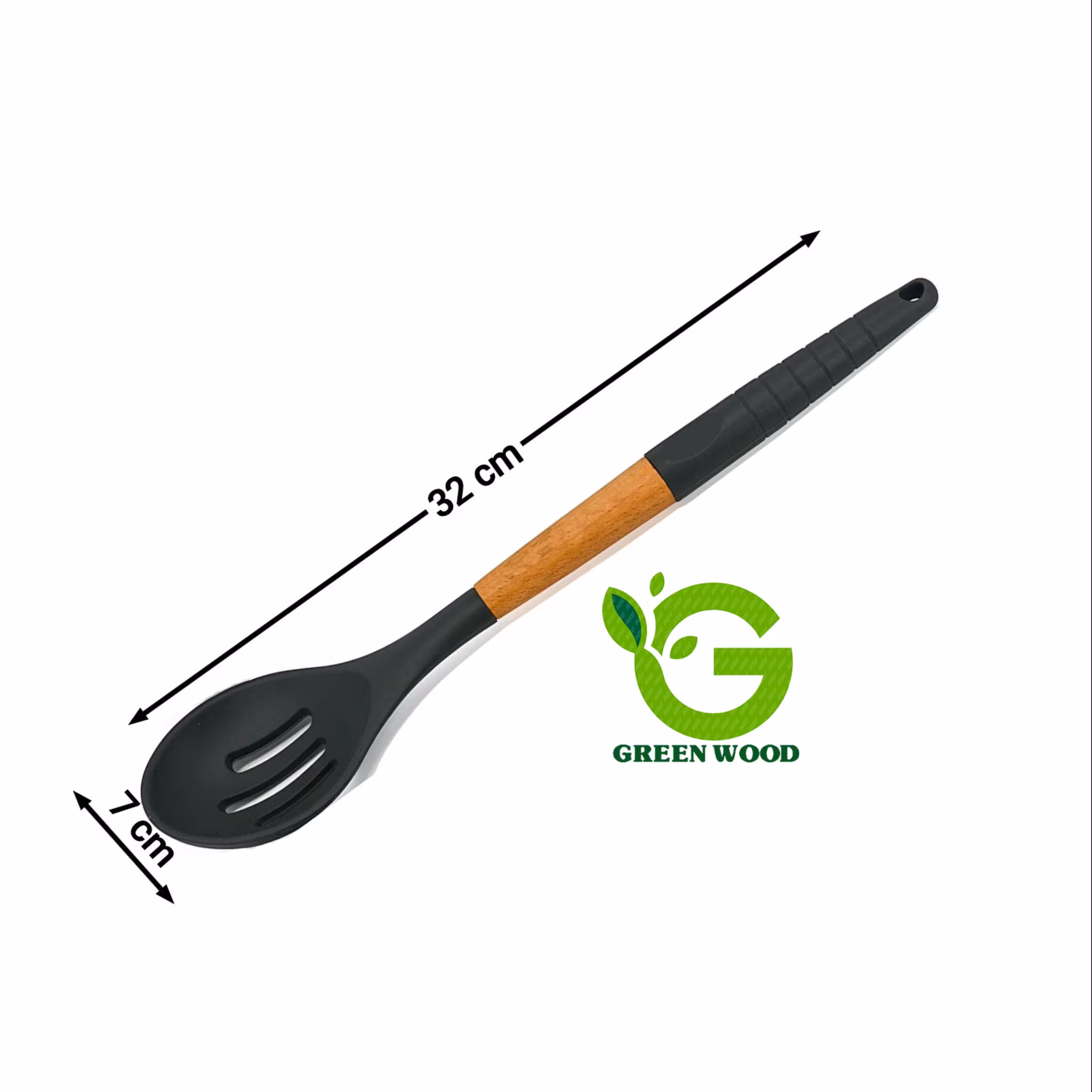 قاشق آشپزی سیلیکونی دسته چوبی بامبو برند شنگیا Black کد Gw40303008