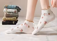 جوراب مچی لب فر گل برجسته کد r-1532