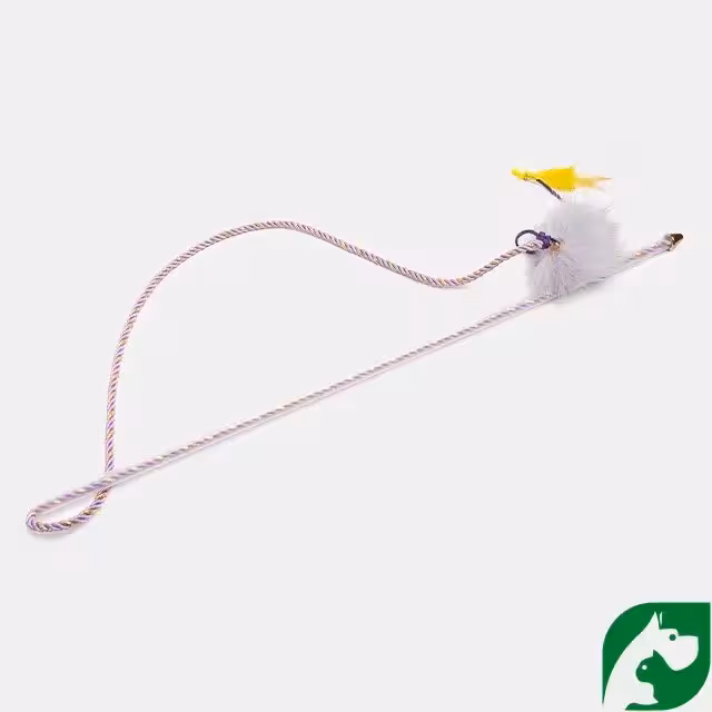 اسباب بازی گربه چوب بازی با طناب پر دار