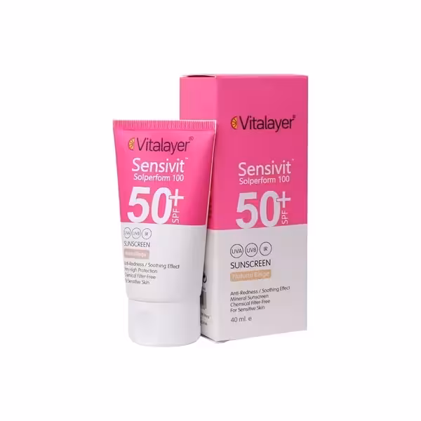 ضدآفتاب  SPF50 پوست حساس بژ طبیعی ویتالیر 40 میلیلیتر Vitalayer