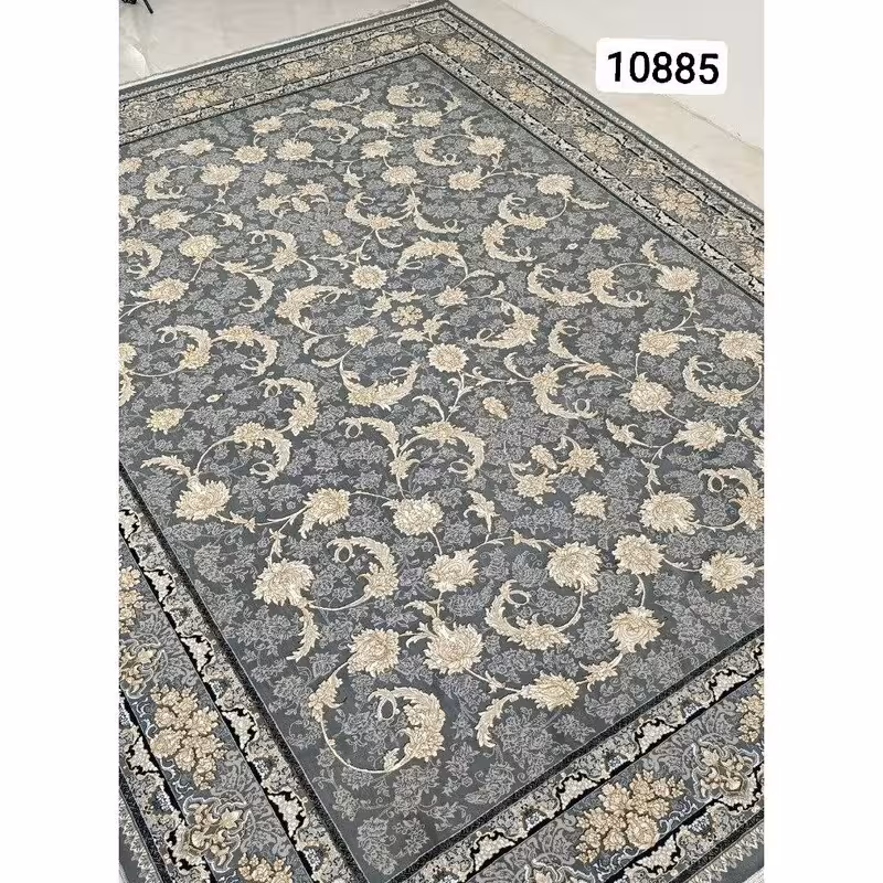 فرش ماشینی کاشان700شانه100درصدآکرلیک طرح ملک طوسی گل فیلی12متری(باارسال رایگان)