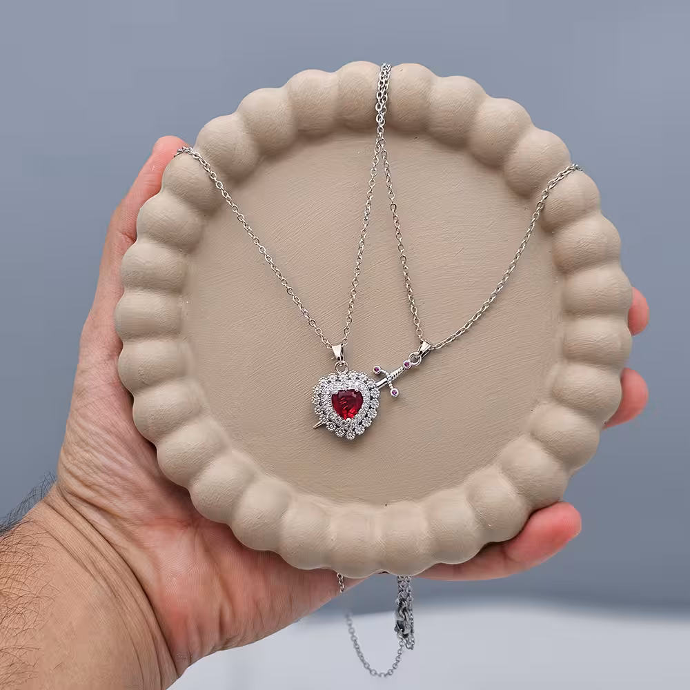 گردنبند ست جواهری قلب و شمشیر