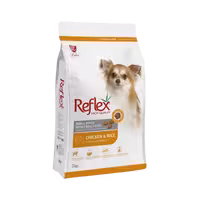 غذای خشک سگ بالغ نژاد کوچک طعم مرغ و برنج برند برند Reflex رفلکس پلاس 3 کیلویی