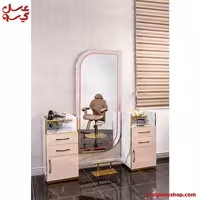 آینه دیواری با فرم فلزی با بک لایت  و دو عدد فایل کنار اینه آرایشگاه 9060 برند صنعت نواز | کد 2813