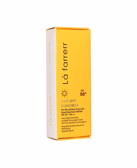 کرم ضد آفتاب و ضد لک بی رنگ پوست چرب SPF50 لافارر 40 میلی لیتر