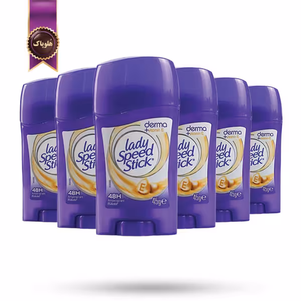 6 عدد مام استیک ضد تعریق لیدی اسپید Lady Speed مدل درما ویتامین ای Derma  Vitamin E وزن 45 گرم (اورجینال)