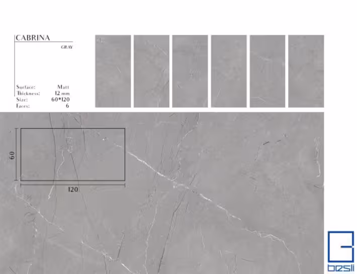 سرامیک بسلی Cabrina Gray کابرینا طوسی 120*60