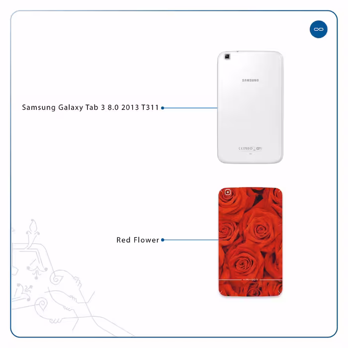 برچسب پوششی ماهوت مدل Red-Flower مناسب برای تبلت سامسونگ Galaxy Tab 3 8.0 2013 T311