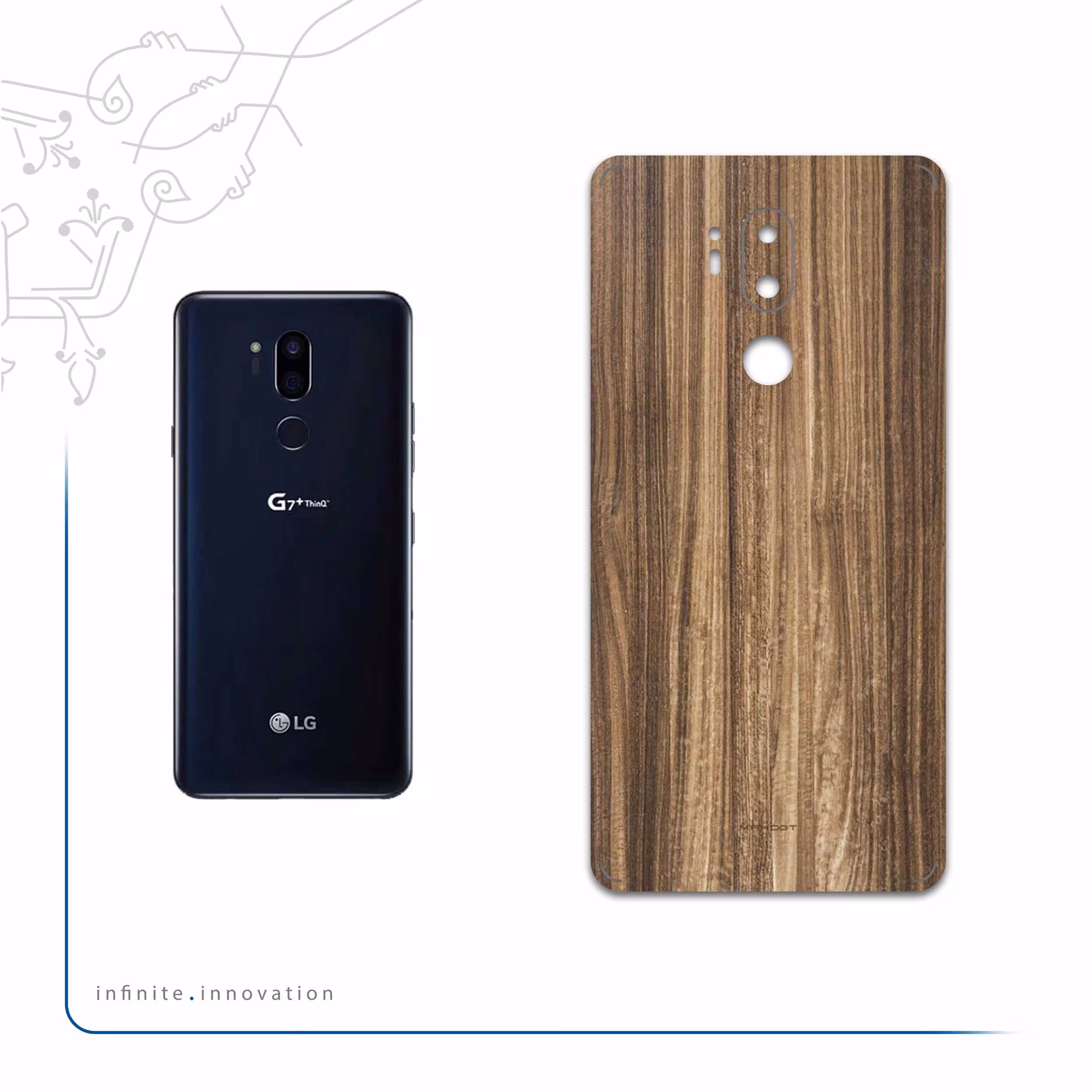 برچسب پوششی ماهوت مدل Light-Walnut-Wood مناسب برای گوشی موبایل ال جی G7 PLUS THINQ