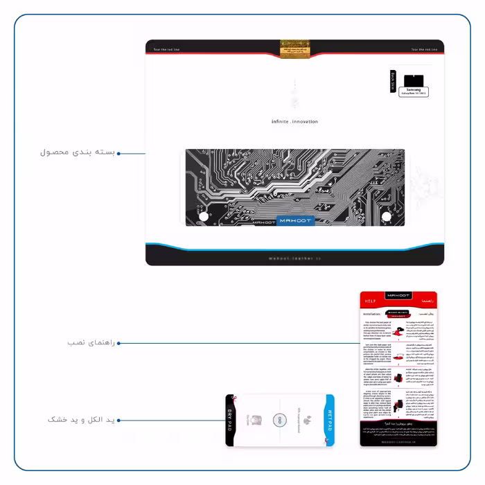 برچسب پوششی ماهوت مدل Black Printed Circuit Board مناسب برای تبلت سامسونگ Galaxy Note 10.1 2012 N8010