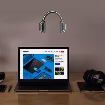 چراغ دیواری نئون دیزاین طرح Headphone-BL_WHT