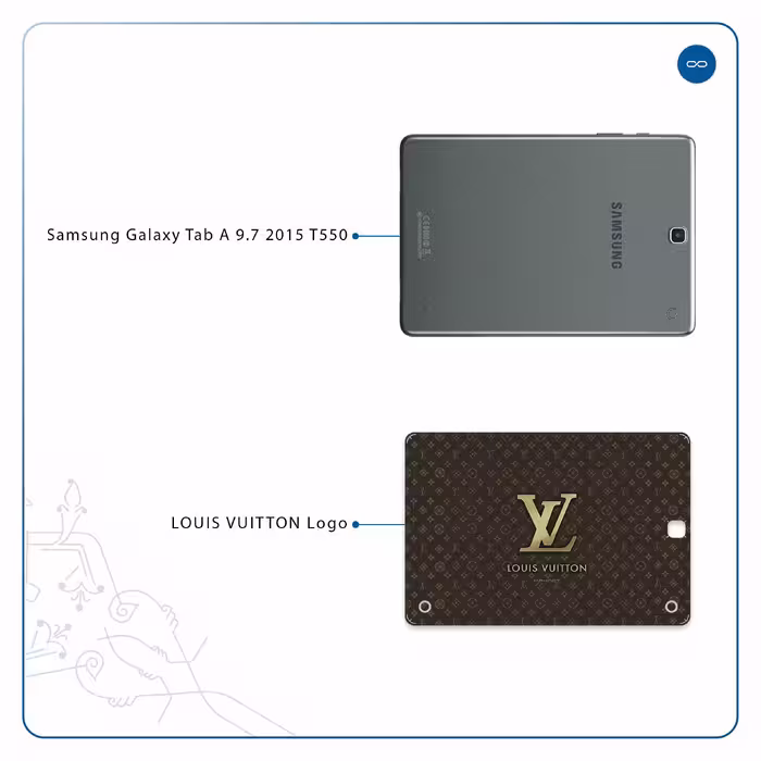 برچسب پوششی ماهوت مدل LOUIS-VUITTON-Logo مناسب برای تبلت سامسونگ Galaxy Tab A 9.7 2015 T550