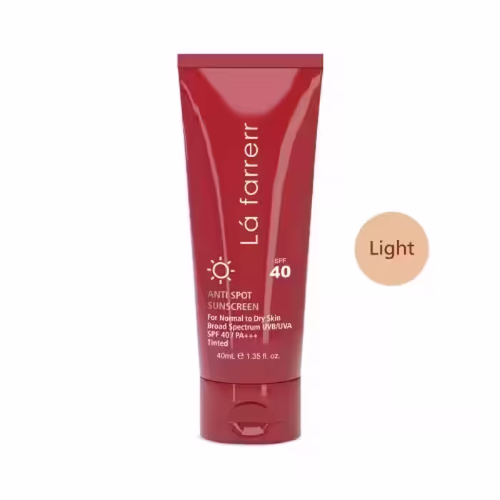 کرم ضد آفتاب  SPF40 ضد لک رنگ روشن مخصوص پوست خشک و معمولی لافارر 40 میلی لیتر Lafarrerr