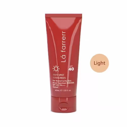 کرم ضد آفتاب SPF40 ضد لک رنگ روشن مخصوص پوست خشک و معمولی لافارر 40 میلی لیتر Lafarrerr