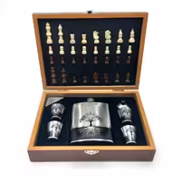 قمقمه جیبی 4شات و جعبه چوبی شطرنج طرح درخت زندگی 270cc کد a560552