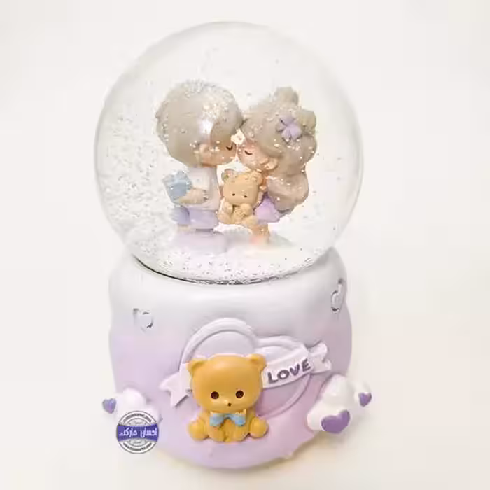 گوی چراغدار موزیکال پمپی برفی دختر و پسر رمانتیک با تدی و هدیه