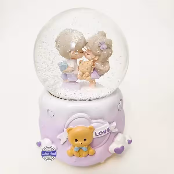 گوی چراغدار موزیکال پمپی برفی دختر و پسر رمانتیک با تدی و هدیه