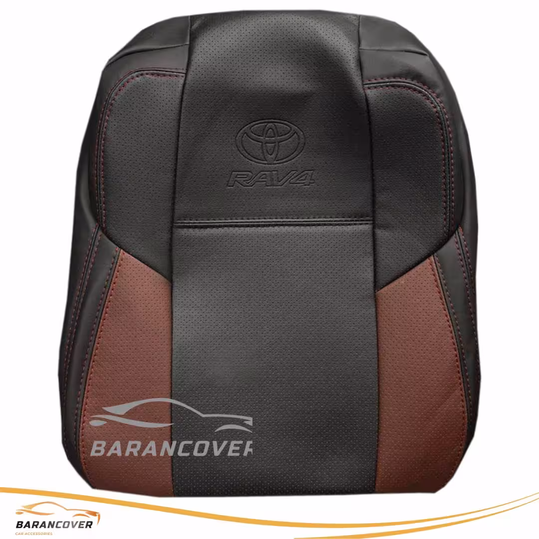 روکش صندلی تویوتا رافور RAV4 2013-2018 چرم رنگ مشکی نوار زرشکی