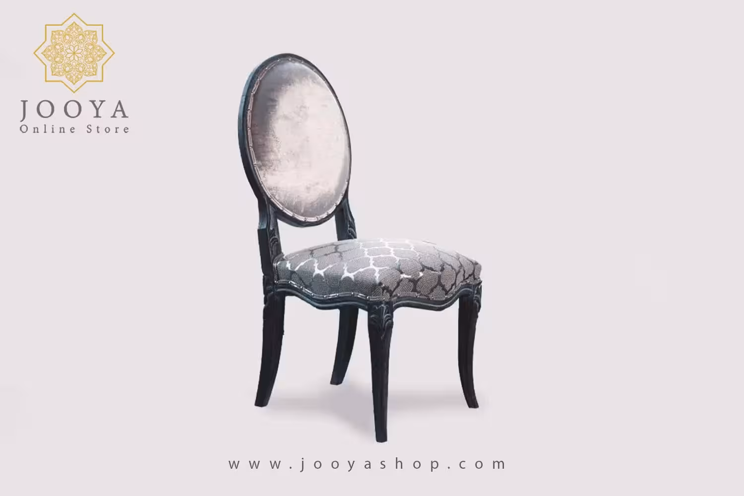 صندلی چوبی نئوکلاسیک لاپند طوسی طرح دار