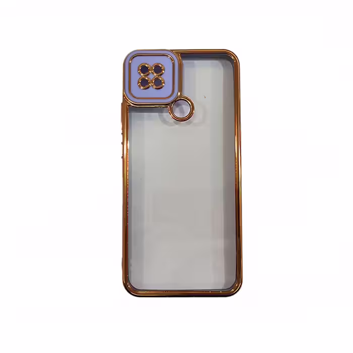 قاب گوشی شیائومی Xiaomi Redmi 10a طرح ساده شفاف دور رنگ طلایی و بنفش روشن