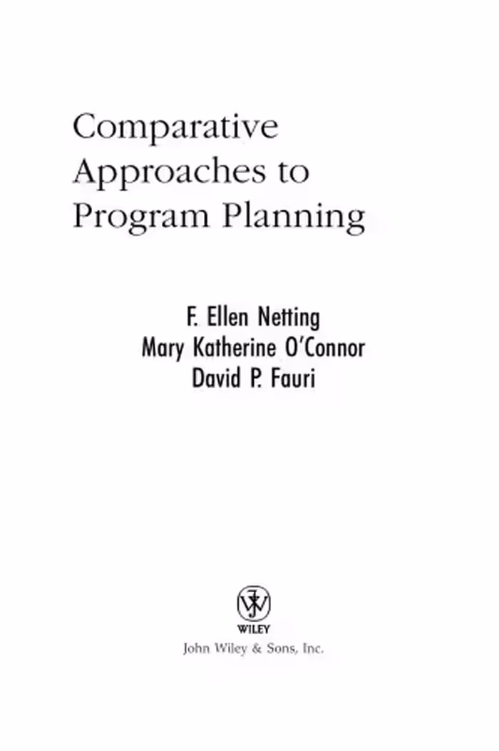 خرید و دانلود نسخه کامل کتاب Comparative Approaches to Program Planning
