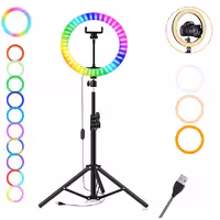 رینگ لایت حرفه ای با پایه 2 متری مدل RGB RING LIGHT MJ26